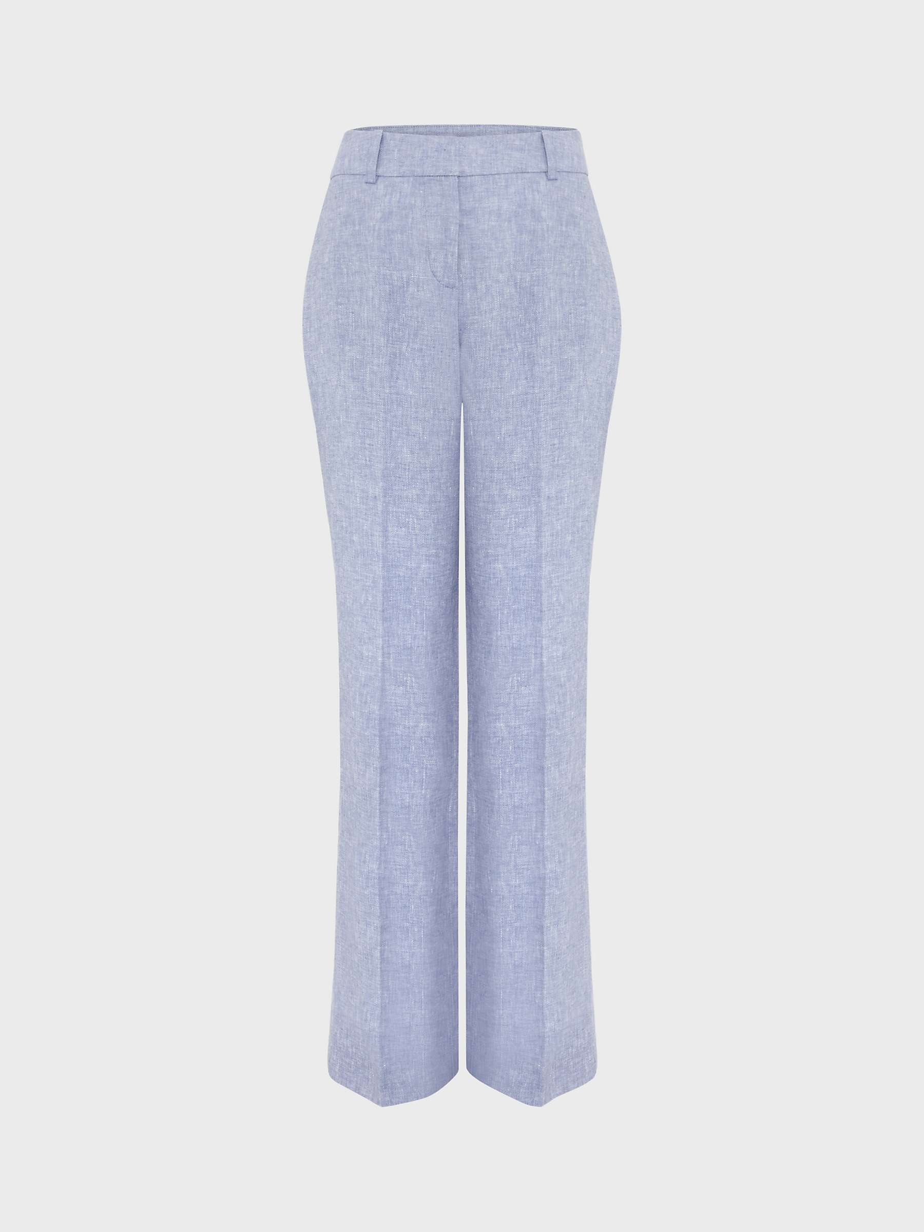 Buy Hobbs Adina Cross Dye Linen Trousers, Blue/Ivory Online at johnlewis.com