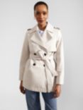 Hobbs Norma Double Breasted Short Trench Coat, Buff Grey