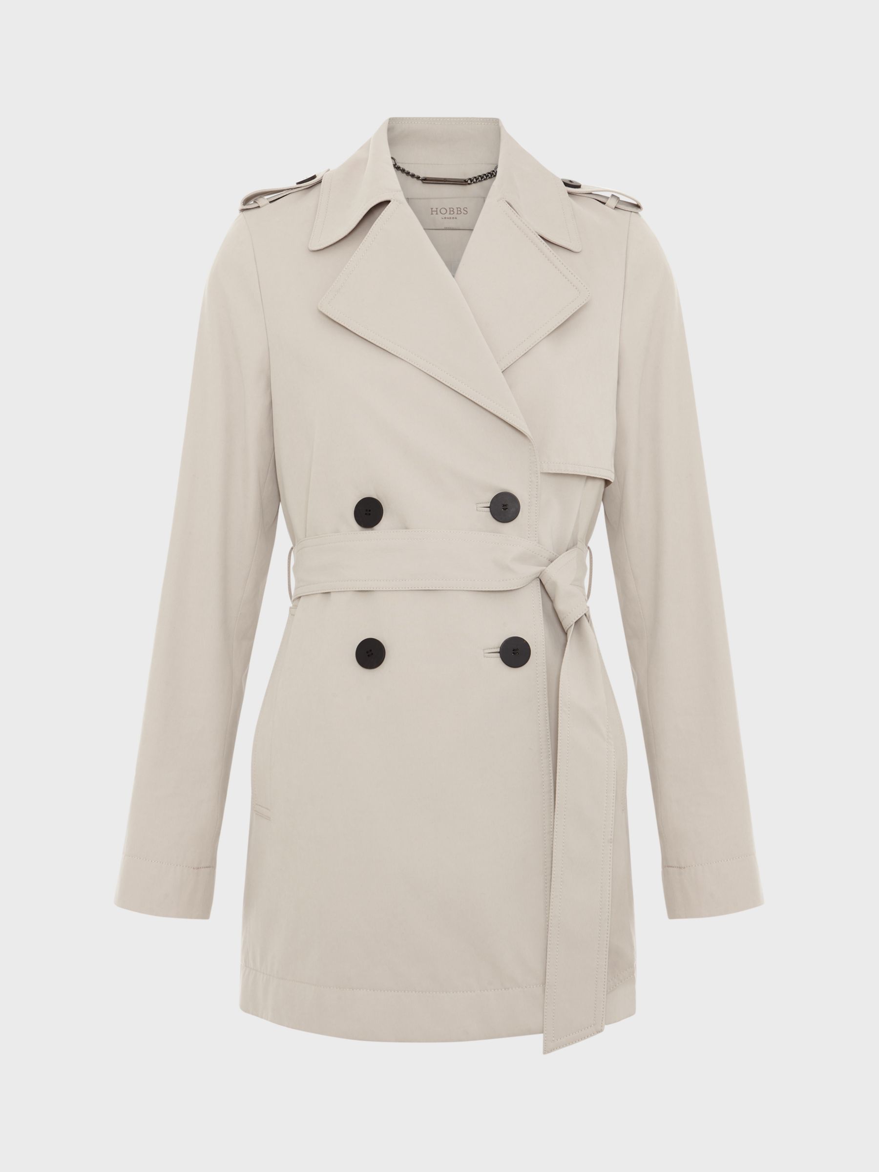 Buy Hobbs Norma Double Breasted Short Trench Coat, Buff Grey Online at johnlewis.com