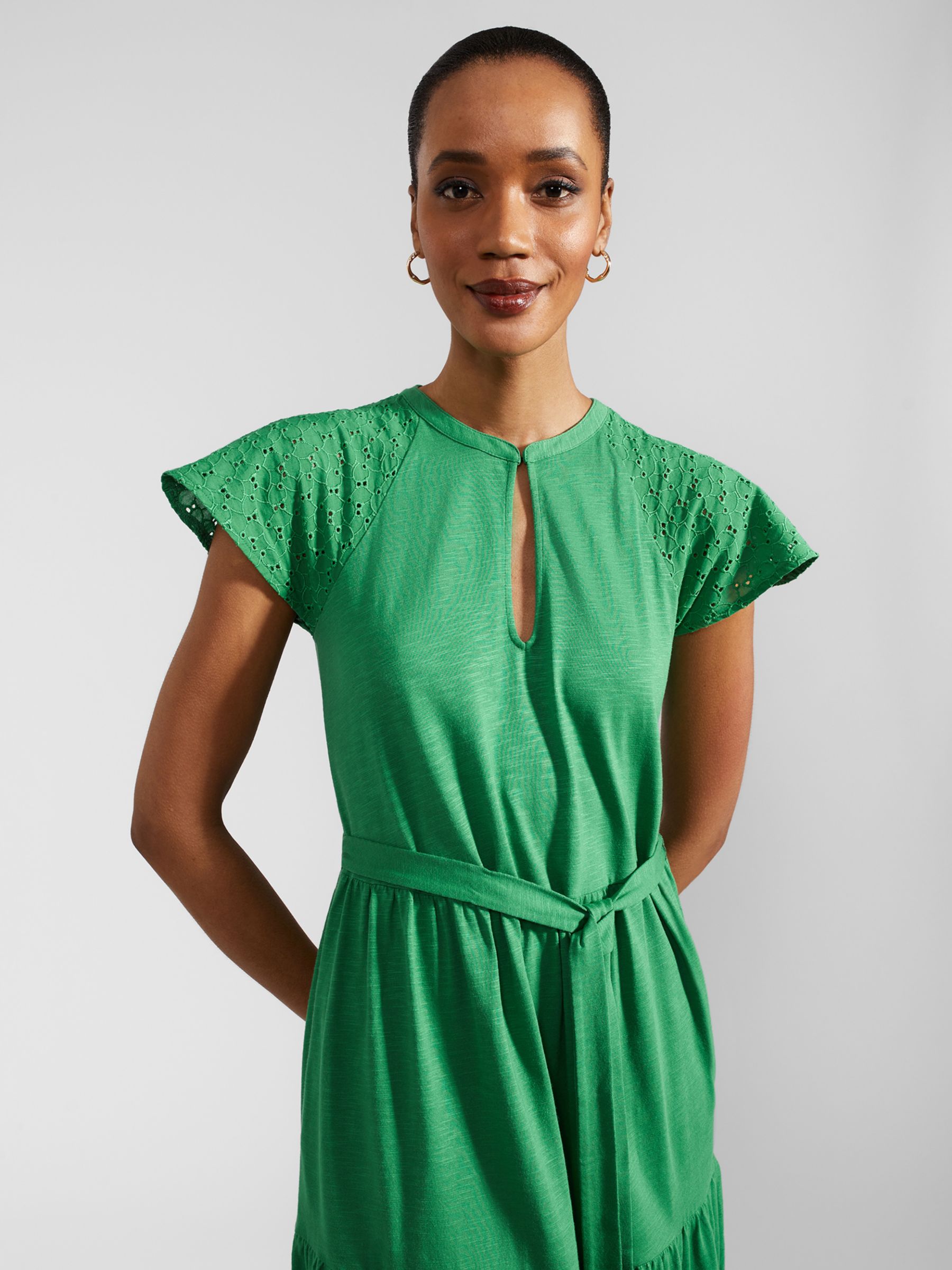 Hobbs Brodie Midi Jersey Dress, Green, 12