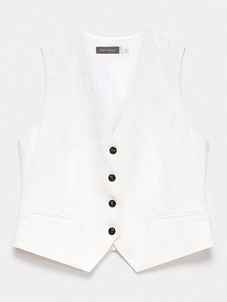 Mint Velvet Linen Tailored Waistcoat, White Ivory