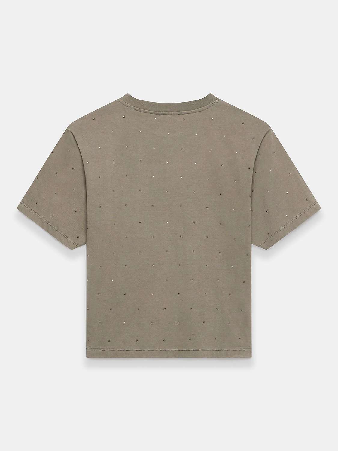 Buy Mint Velvet Studded Cotton T-Shirt, Green Khaki Online at johnlewis.com