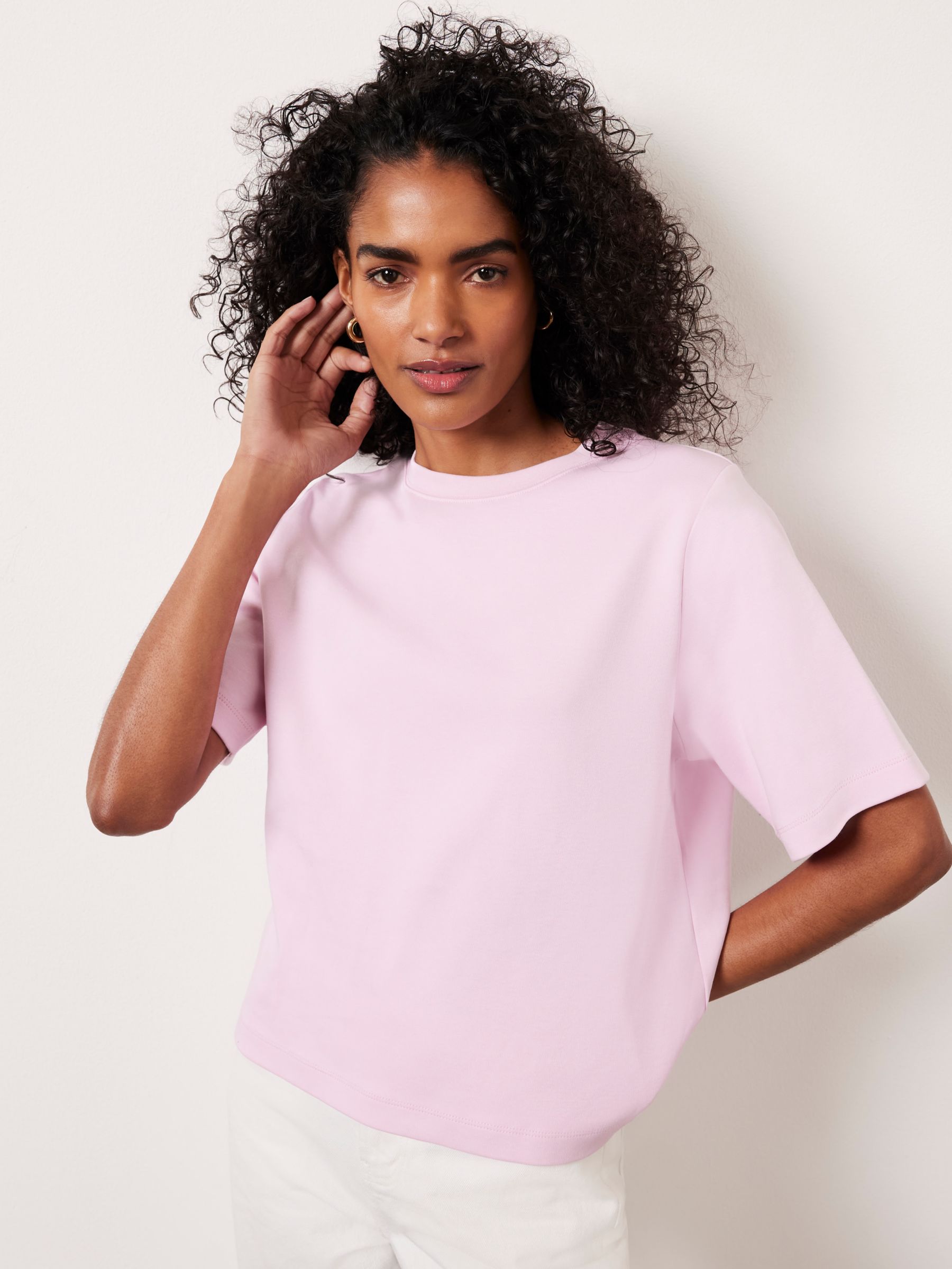 Buy Mint Velvet Cotton Boxy T-Shirt, Mid Pink Online at johnlewis.com