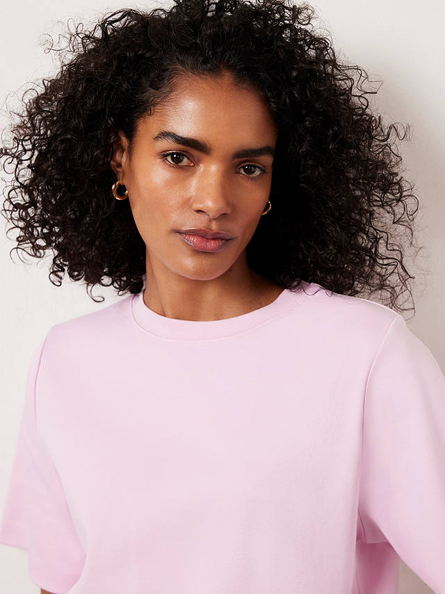 Mint Velvet Cotton Boxy T-Shirt, Mid Pink, Mid Pink