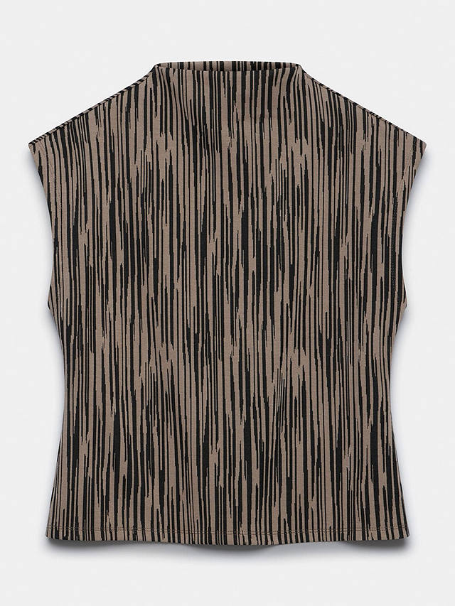 Mint Velvet Abstract Stripe Jacquard High Neck Top, Black/Multi