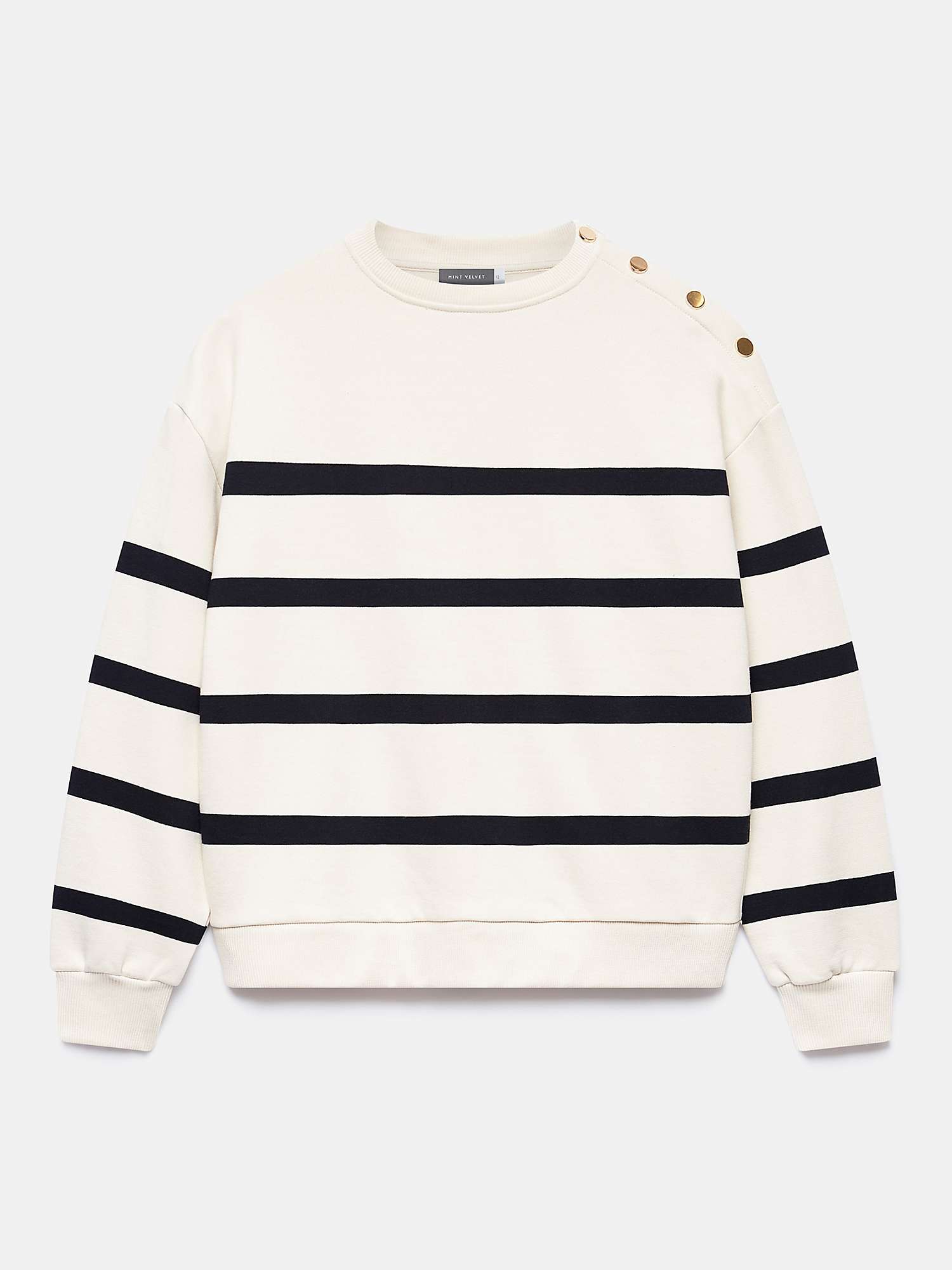 Buy Mint Velvet Striped Button Detail Sweatshirt, Cream/Black Online at johnlewis.com
