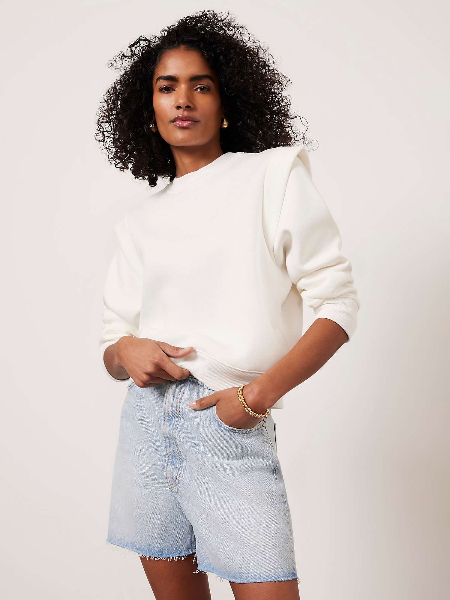 Buy Mint Velvet Extended Shoulder Sweatshirt, White Online at johnlewis.com