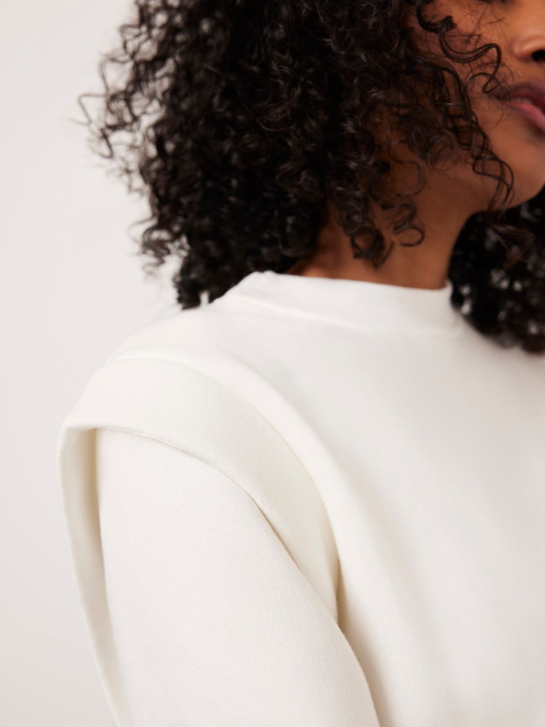 Mint Velvet Extended Shoulder Sweatshirt, White, XS