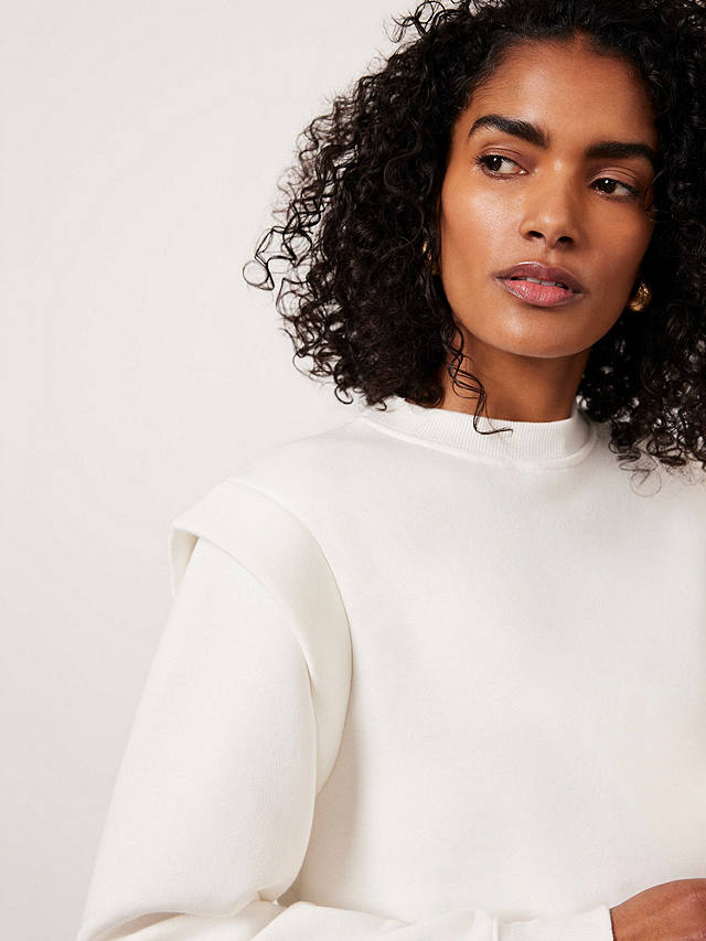Mint Velvet Extended Shoulder Sweatshirt, White