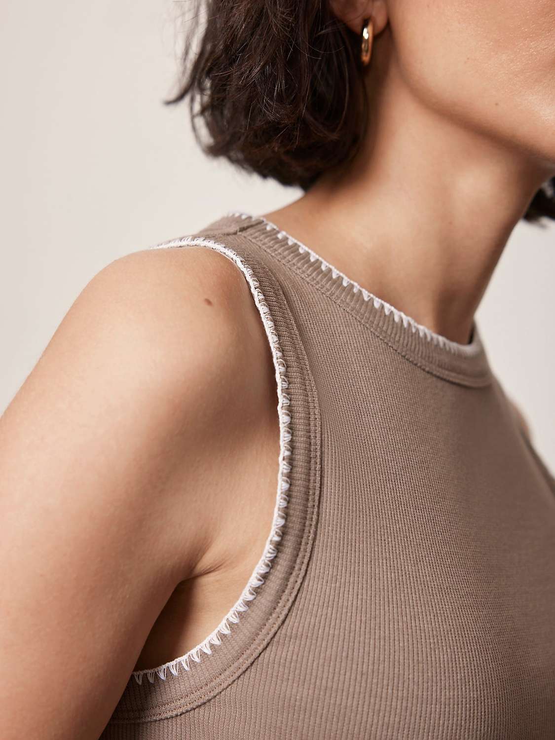 Buy Mint Velvet Stitch Detail Vest Top, Natural Online at johnlewis.com