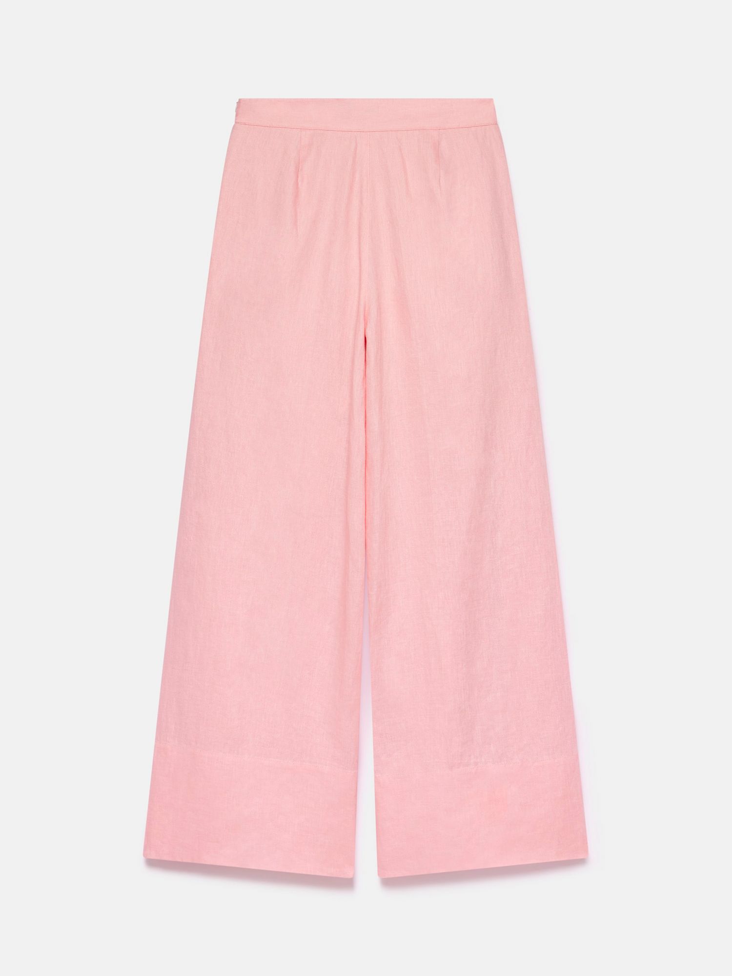 Mint Velvet Linen Wide Leg Trousers, Pink, 6R