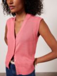 Mint Velvet Wool Blend Knitted Button Front Top, Pink