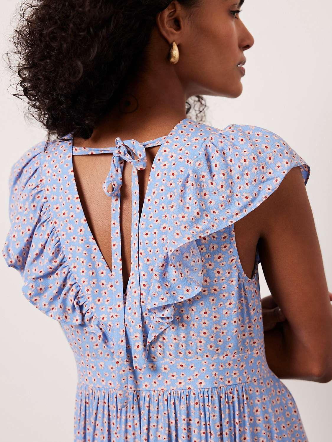Buy Mint Velvet Ditsy Floral Print Midi Dress, Blue/Multi Online at johnlewis.com