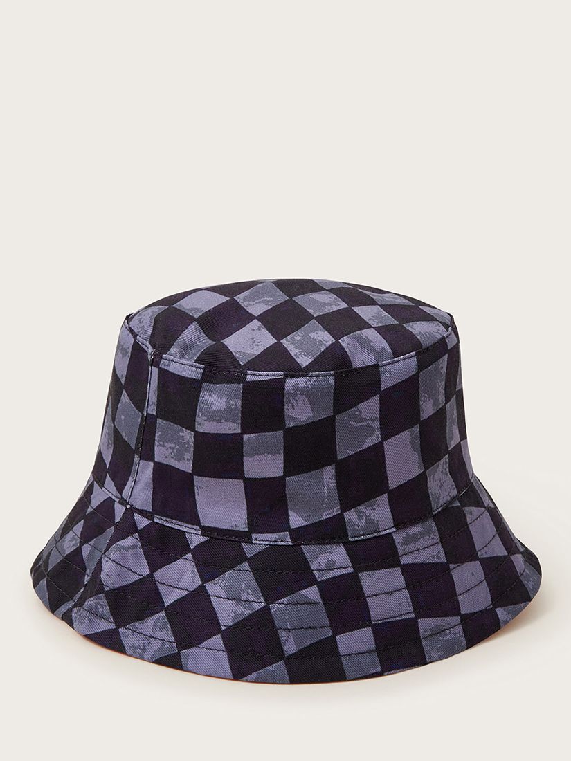 Monsoon Kids' Check Reversible Bucket Hat, Black/Multi, 3-6 years