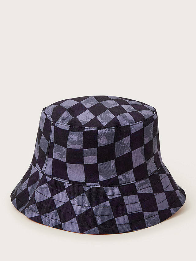 Monsoon Kids' Check Reversible Bucket Hat, Black/Multi