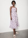 Mint Velvet Floral Print Tiered Midi Dress, Purple/Multi