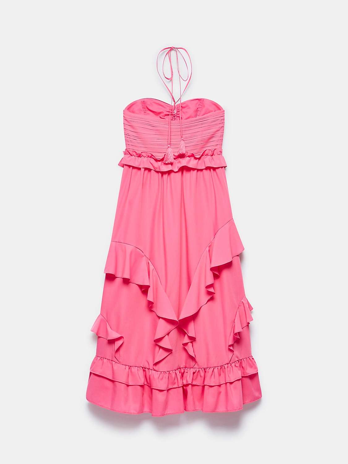 Buy Mint Velvet Ruffle Halterneck Midi Dress, Pink Online at johnlewis.com