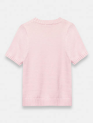 Mint Velvet Flower Applique Knit T-Shirt, Pink
