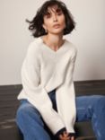 Mint Velvet Diamond Stitch Jumper, Ivory, Ivory