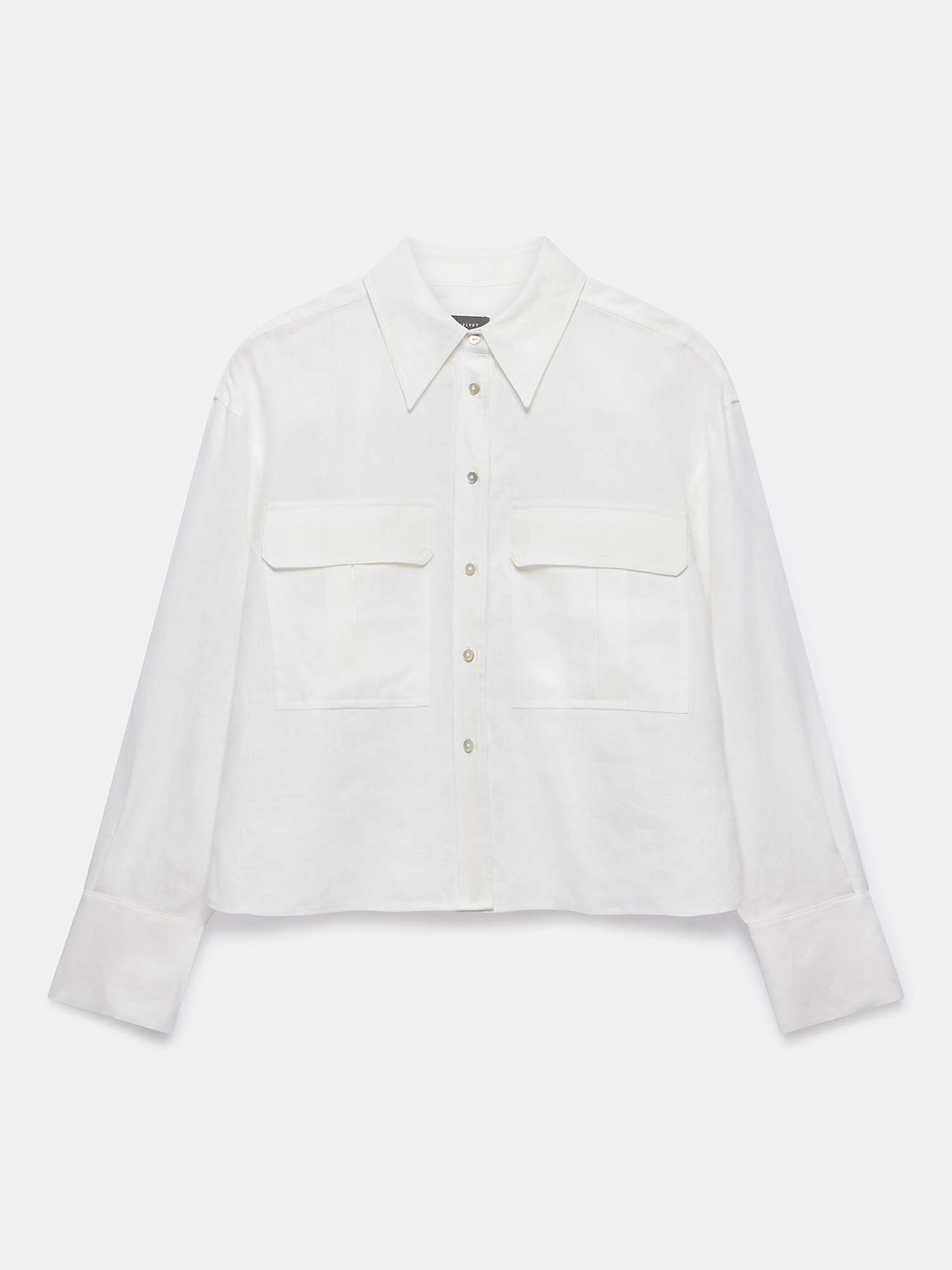 Buy Mint Velvet Cropped Linen Shirt, White Ivory Online at johnlewis.com