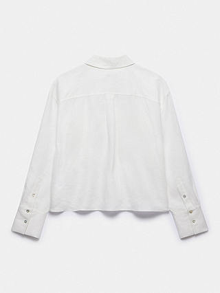 Mint Velvet Cropped Linen Shirt, White Ivory