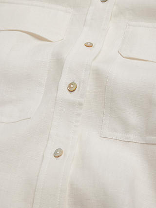 Mint Velvet Cropped Linen Shirt, White Ivory