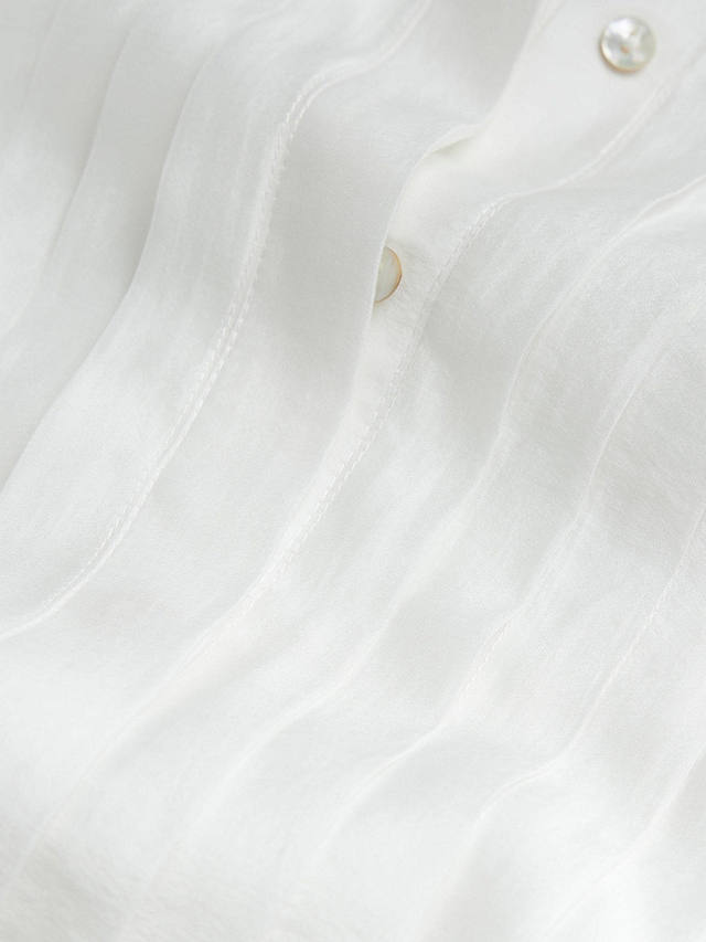 Mint Velvet Longline Sheer Beach Shirt, White Ivory
