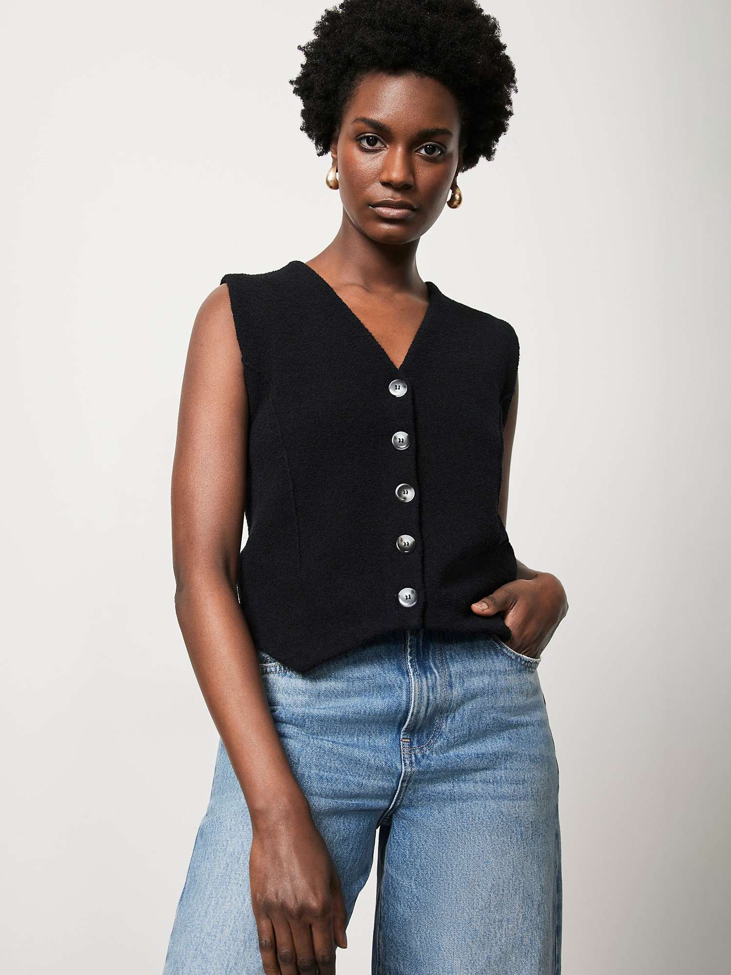 Buy Mint Velvet Textured Knit Waistcoat, Blue Navy Online at johnlewis.com