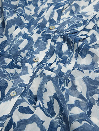 Mint Velvet Abstract Print Chiffon Blouse, Blue/White