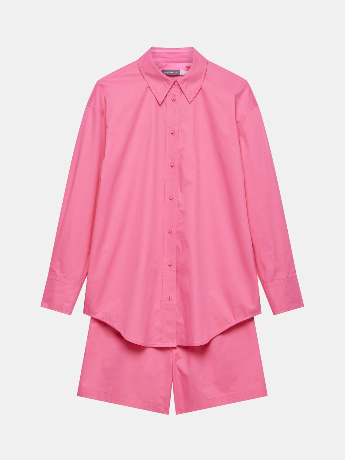 Mint Velvet Cotton Shirt & Short Co-ord Set, Pink, XS
