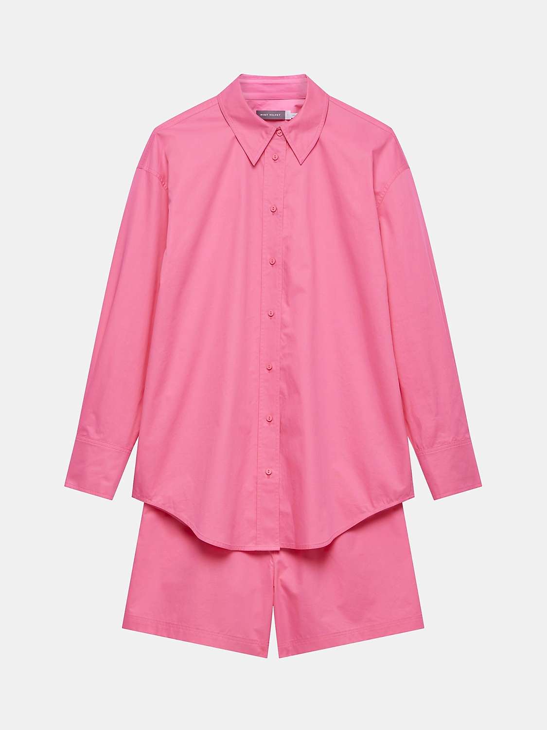 Buy Mint Velvet Cotton Shirt & Short Co-ord Set, Pink Online at johnlewis.com