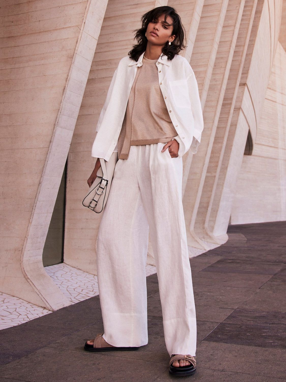 Solid White Wide Leg Long Summer Palazzo Pants