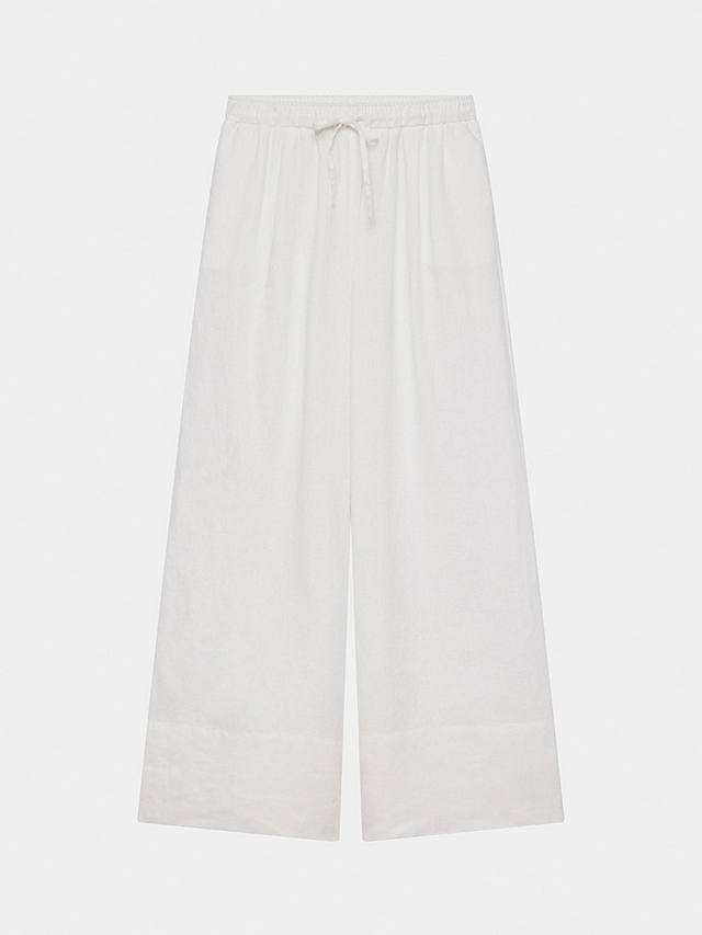 Mint Velvet Linen Wide Leg Trousers, White Ivory