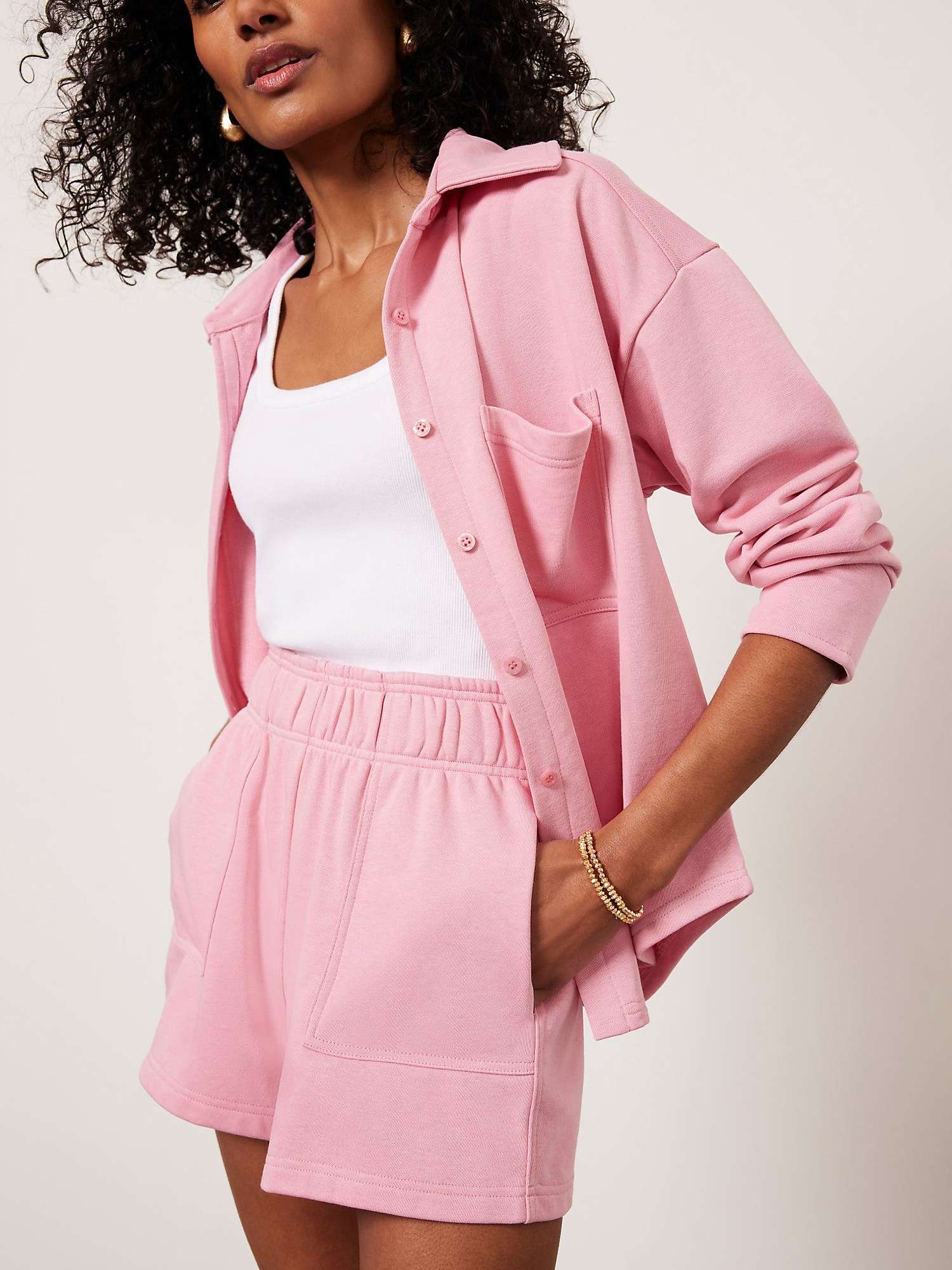 Buy Mint Velvet Cotton Blend Sweat Shorts, Pink Online at johnlewis.com