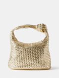 Mint Velvet Woven Knot Handle Handbag, Gold