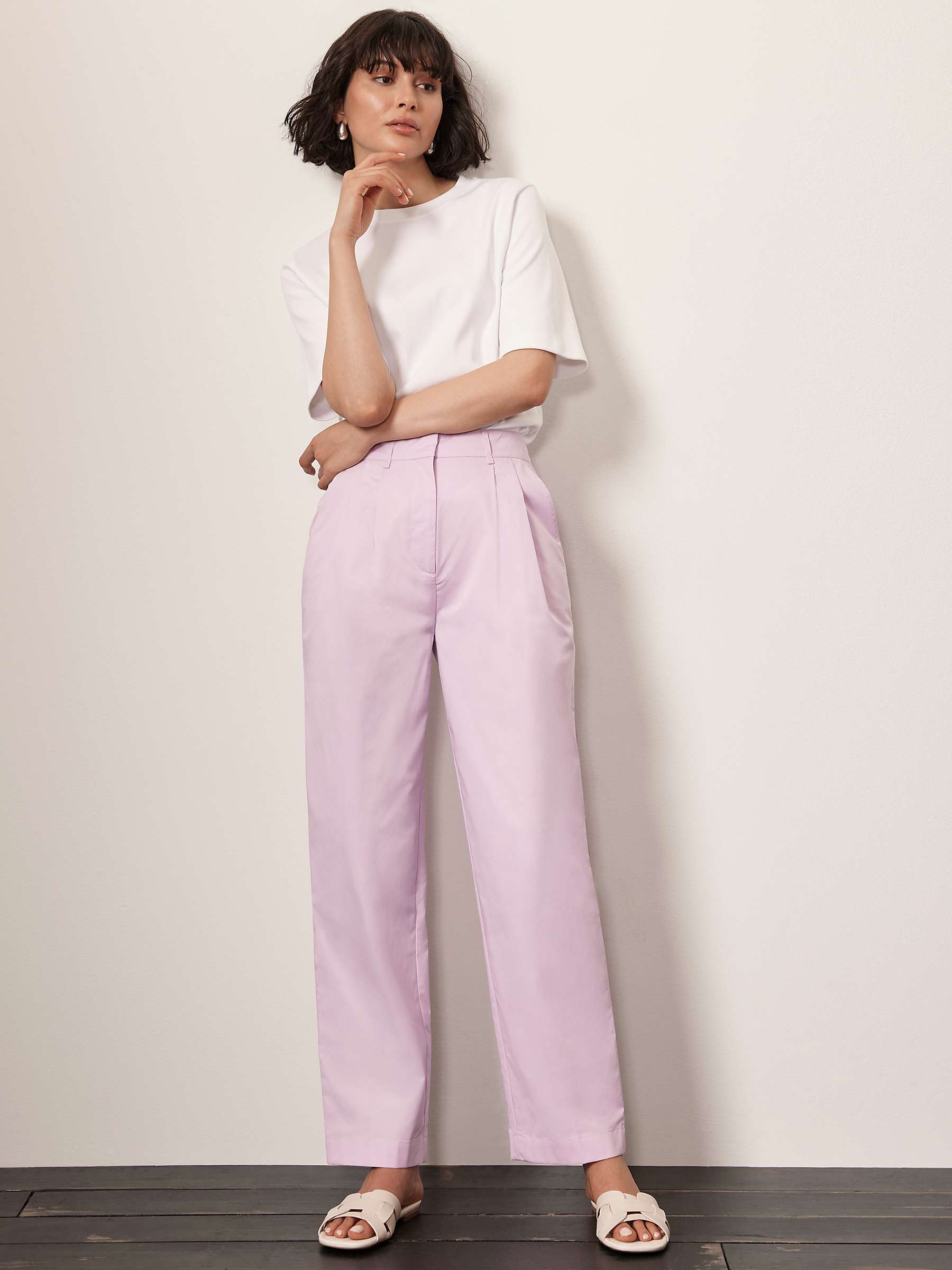 Buy Mint Velvet Pleat Front Tapered Cotton Trousers Online at johnlewis.com