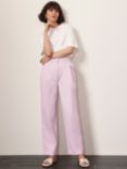 Mint Velvet Pleat Front Tapered Cotton Trousers, Lilac