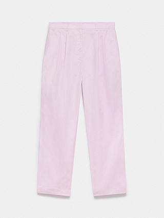 Mint Velvet Pleat Front Tapered Cotton Trousers, Lilac