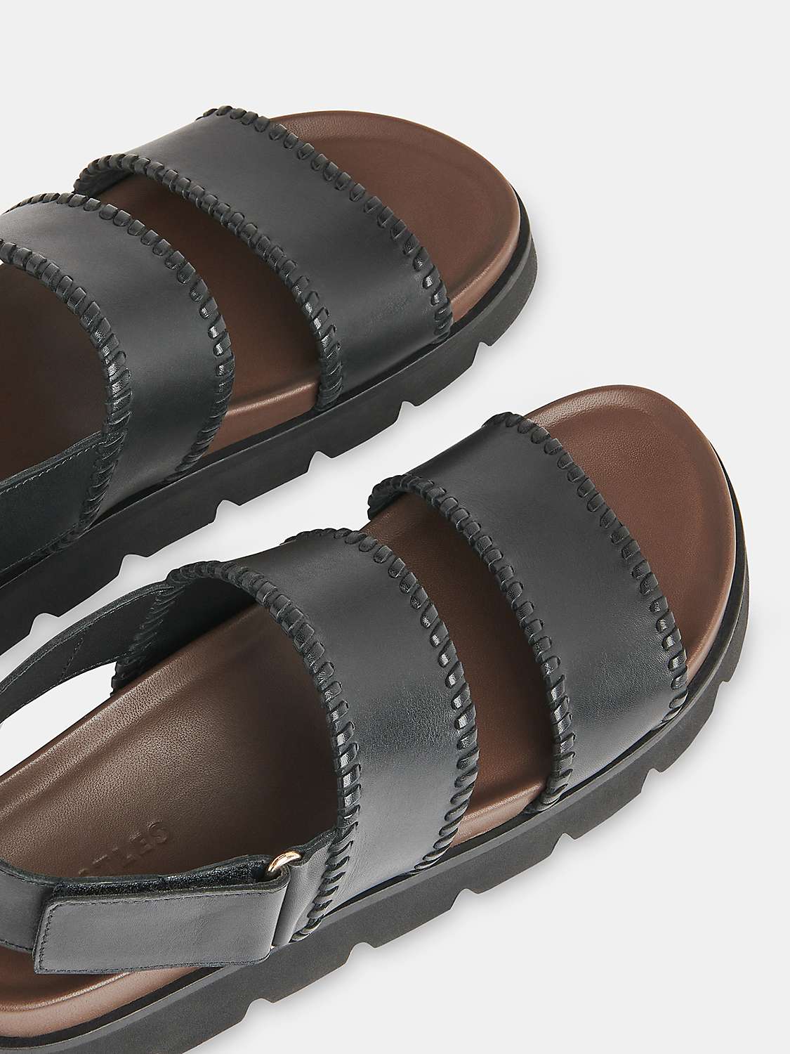 Buy Whistles Ruben Whipstitch Leather Sandals, Black Online at johnlewis.com