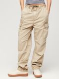 Superdry Low Rise Parachute Cargo Trousers, Stonewash Brown