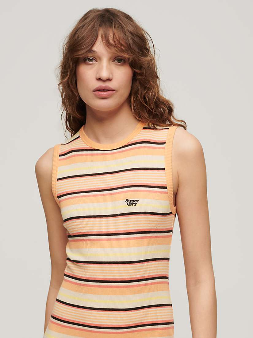 Buy Superdry Rib Bodycon Midi Dress, Orange Stripe Online at johnlewis.com