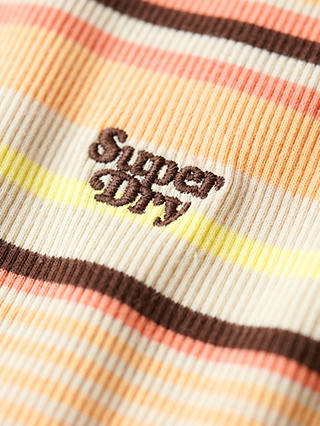 Superdry Rib Bodycon Midi Dress, Orange Stripe
