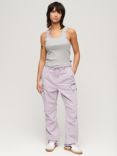 Superdry Low Rise Parachute Cargo Trousers, Soft Lilac
