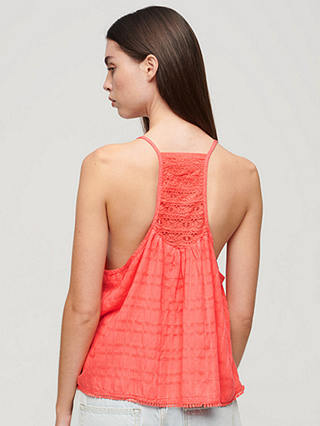 Superdry Lace Cami Beach Top, Blush Coral