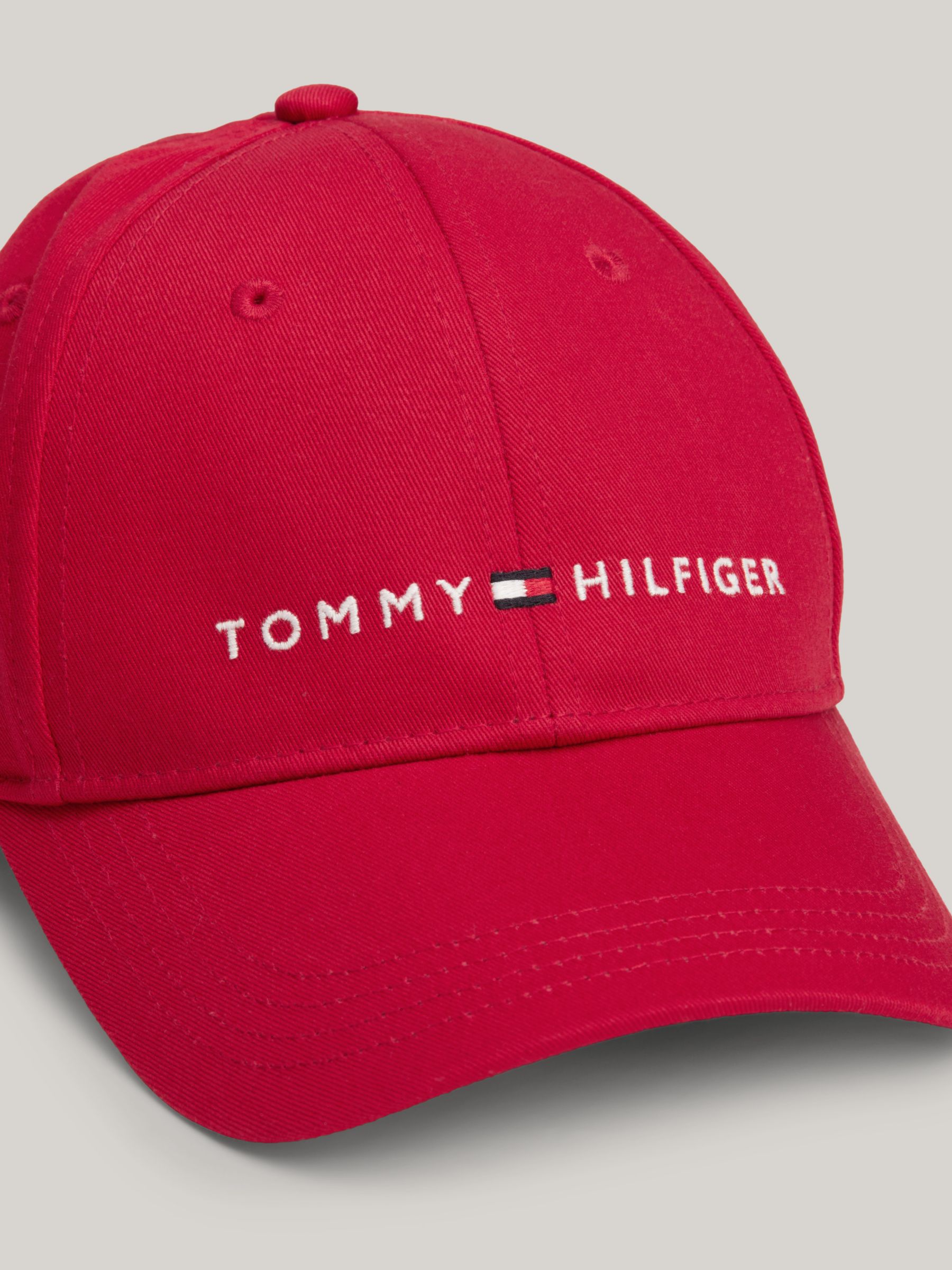 Buy Tommy Hilfiger Kids' Logo Essential Organic Cotton Cap, Primary Red Online at johnlewis.com