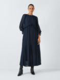 John Lewis Dobby Frill Maxi Dress, Navy