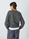 John Lewis Wool Blend Crew Neck Crop Shepherd Jumper, Charcoal