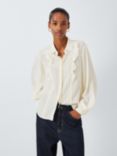 John Lewis Ruffle Detailed Silk Blouse, Ecru