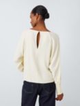 John Lewis Long Sleeve Cut Out Crepe Top, Ecru