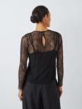 John Lewis Lace Long Sleeve Top, Black